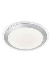 Searchlight Led Bathroom Flush Light - White Shade - Silver Trim - Ip 44 Searchlight Led Bathroom Flush Light - White Shade - Silver Trim - Ip 44