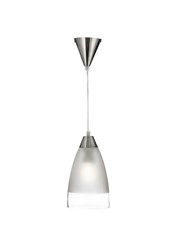 Searchlight Ceiling Pendant Light - Clear/Sanded Glass Band - Satin Silver