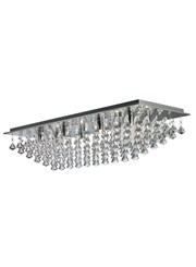 Searchlight Hanna Square 8 Light Ceiling Fitting - Chrome - Crystal Drops Searchlight Hanna Square 8 Light Ceiling Fitting - Chrome - Crystal Drops