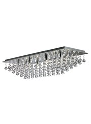 Searchlight Hanna Square 8 Light Ceiling Fitting - Chrome - Crystal Drops