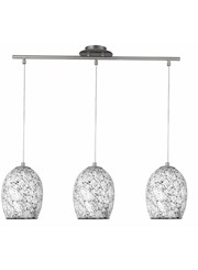 Searchlight Crackle - 3 Light Bar - Mosaic Glass Pendants - Satin Silver Trim Searchlight Crackle - 3 Light Bar - Mosaic Glass Pendants - Satin Silver Trim