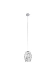 Searchlight Crackle Dome Pendant - White Mosaic Glass - Satin Silver Suspension Searchlight Crackle Dome Pendant - White Mosaic Glass - Satin Silver Suspension