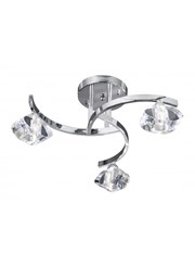 Searchlight Sculptured Ice Semi-Flush Curve 3 Light - Chrome - Clear Glass Searchlight Sculptured Ice Semi-Flush Curve 3 Light - Chrome - Clear Glass