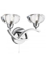 Searchlight Sculptured Ice Curve Wall Light - Chrome - Clear Glass - Pull Cord Searchlight Sculptured Ice Curve Wall Light - Chrome - Clear Glass - Pull Cord