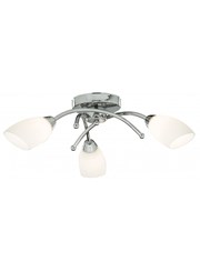 Searchlight Opera 3 Light Ceiling Flush Fitting - Chrome - Opal Glass