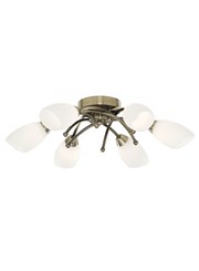 Searchlight Opera 6 Light Ceiling Flush Fitting - Antique Brass - Opal Glass Searchlight Opera 6 Light Ceiling Flush Fitting - Antique Brass - Opal Glass