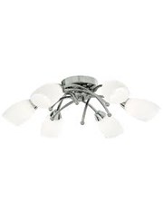 Searchlight Opera 6 Light Ceiling Flush Fitting - Chrome - Opal Glass