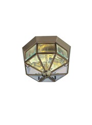 Searchlight Flush Ceiling Light - Bevelled Glass Triangles - Antique Brass Searchlight Flush Ceiling Light - Bevelled Glass Triangles - Antique Brass