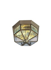 Searchlight Flush Ceiling Light - Bevelled Glass Triangles - Antique Brass