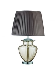 Searchlight Table Lamp Large Glass Urn - Amber Glass - Chrome - Brown Shade Searchlight Table Lamp Large Glass Urn - Amber Glass - Chrome - Brown Shade