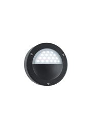 Searchlight Led Outdoor Wall Light - Black - Circular - White Led - Acid Glass