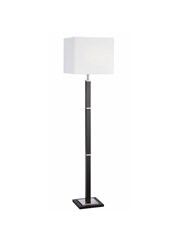 Searchlight Waverley Modern Rectangular Floor Lamp - Brown Wood & White Shade