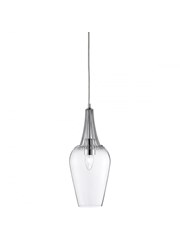 Searchlight Whisk Stylish Single Pendant Light - Chrome Trim & Clear Glass