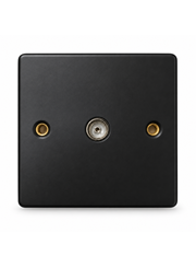 Round Edge Matt Black 1G TV Socket