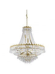 Searchlight Versailles 13 Light Clear Crystal Chandelier - Gold - 82Cm Dia