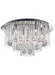 Searchlight Beatrix Blue Led Flush Ceiling Light - Chrome - Crystal Drops