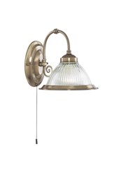 Searchlight American Diner Pull Cord Wall Light - Antique Brass - Clear Glass Searchlight American Diner Pull Cord Wall Light - Antique Brass - Clear Glass