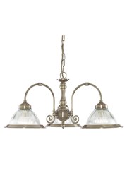 Searchlight American Diner 3 Light Pendant - Antique Brass - Clear Glass Searchlight American Diner 3 Light Pendant - Antique Brass - Clear Glass