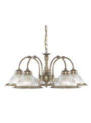 Searchlight American Diner 5 Light Pendant - Antique Brass - Clear Glass Searchlight American Diner 5 Light Pendant - Antique Brass - Clear Glass
