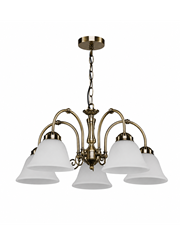 Elegant Diner Ceiling 5 Light Pendant - Antique Brass - Alabaster Glass Elegant Diner Ceiling 5 Light Pendant - Antique Brass - Alabaster Glass