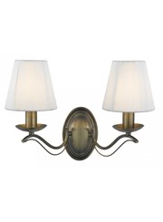 Searchlight Andretti  2 Light Wall Light - Antique Brass - Cream String Shades Searchlight Andretti  2 Light Wall Light - Antique Brass - Cream String Shades