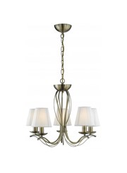 Searchlight Andretti  5  Light Pendant - Antique Brass - Cream String Shades