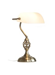 Kingswood Barley Twist Traditional Bankers Lamp - Opal Glass Shade Kingswood Barley Twist Traditional Bankers Lamp - Opal Glass Shade