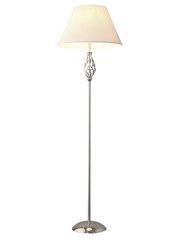 Kingswood Barley Twist Traditional Floor Lamp - Satin Silver with Cream Shade Kingswood Barley Twist Traditional Floor Lamp - Satin Silver with Cream Shade