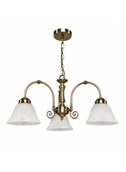 Elegant Diner Ceiling 3 Light Pendant - Antique Brass - Alabaster Glass