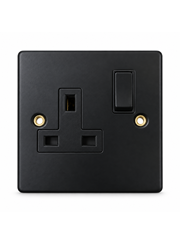 Round Edge Matt Black 13A 1G DP Switched Socket