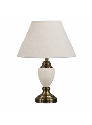 Malham Small Classic Table Lamp with Matching Shade - Cream & Antique Brass