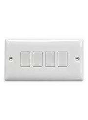 Convex Slim White 10AX 4G 2W Switch Plate with Link Leads