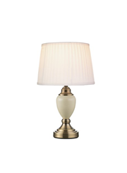 Malham Small Touch Control Cream Table Lamp with Ivory Pleated Shade Malham Small Touch Control Cream Table Lamp with Ivory Pleated Shade
