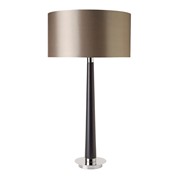 Endon Corvina Table Lamp - Walnut Effect Wood & Silver Plating - Mink Shade