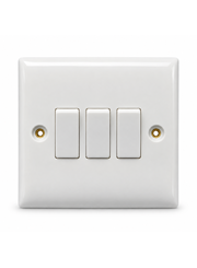 Convex Slim White 10A 3G 2W Switch Plate with Link Leads - White
