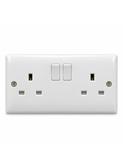Convex Slim White 13A Twin Switched Socket - Single Pole