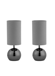 Pair of Modern Black Brushed Metal Ball Small Touch Control Table Lamps