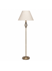 Kingswood Barley Twist Traditional Floor Lamp - Antique Brass with Cream Shade