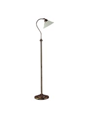 Searchlight Adjustable Floor Lamp - Marble Glass Head - Antique Brass