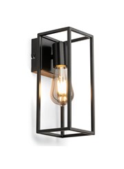 Hobart Modern Matt Black Cage Metal Vintage Wall Light Hobart Modern Matt Black Cage Metal Vintage Wall Light