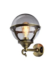Elipta Globe Lantern - Solid Brass, Antique Lacquered Finish, Outdoor Wall Light Elipta Globe Lantern - Solid Brass, Antique Lacquered Finish, Outdoor Wall Light