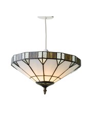 Cream Stained Glass Uplighter - Tiffany Style Pendant Light Shade Cream Stained Glass Uplighter - Tiffany Style Pendant Light Shade