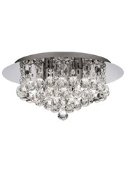 Senza Chrome & Crystal Ball Droplets Ceiling Light - 4-Light Flush Mount Senza Chrome & Crystal Ball Droplets Ceiling Light - 4-Light Flush Mount