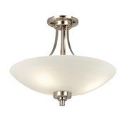 Endon Welles Flush Ceiling Light - Chrome - White Line Painted Glass