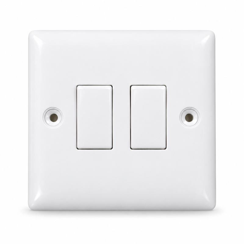 Convex Slim White 10AX 2G 2W Switch Plate - Link Leads Convex Slim White 10AX 2G 2W Switch Plate - Link Leads