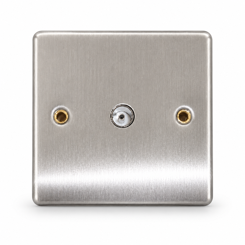 Round Edge Brushed Steel 1G TV Socket Round Edge Brushed Steel 1G TV Socket