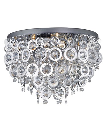 Searchlight Nova Flush Ceiling 5 Light - Chrome - Rings & Droplets