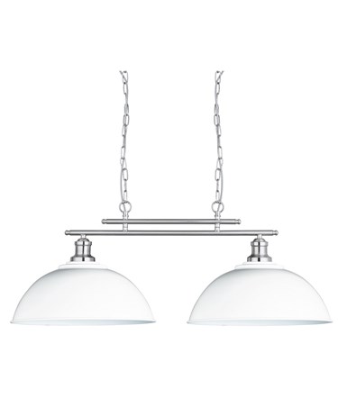 Searchlight Fusion 2 Light Ceiling Bar - Satin Silver - White Metal Shades