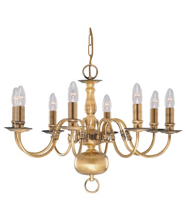 Searchlight Flemish 8 Light Chandelier - Antique Solid Brass