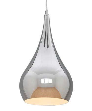 Modern Designer Teardrop Ceiling Pendant Light - Chrome - Medium